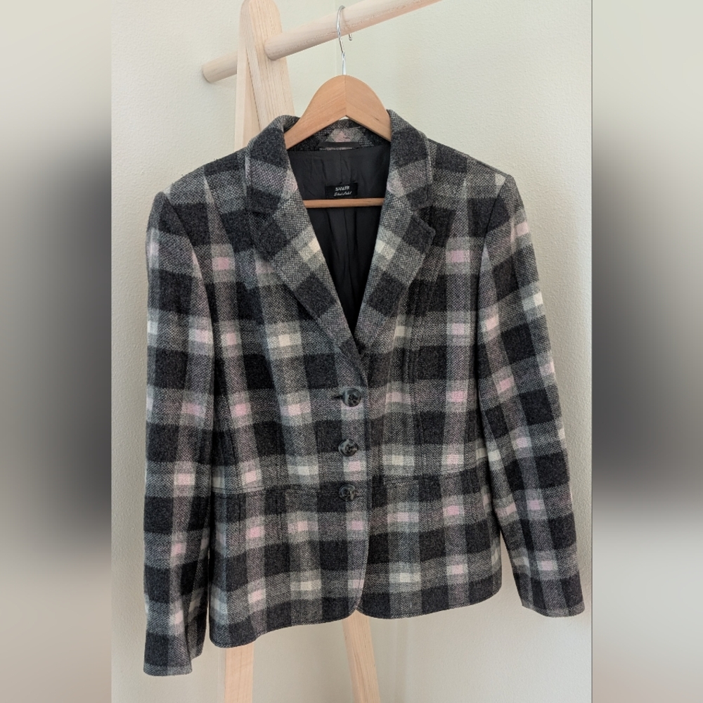 Basler Plaid Blazer - Black, Gray, Pink, White